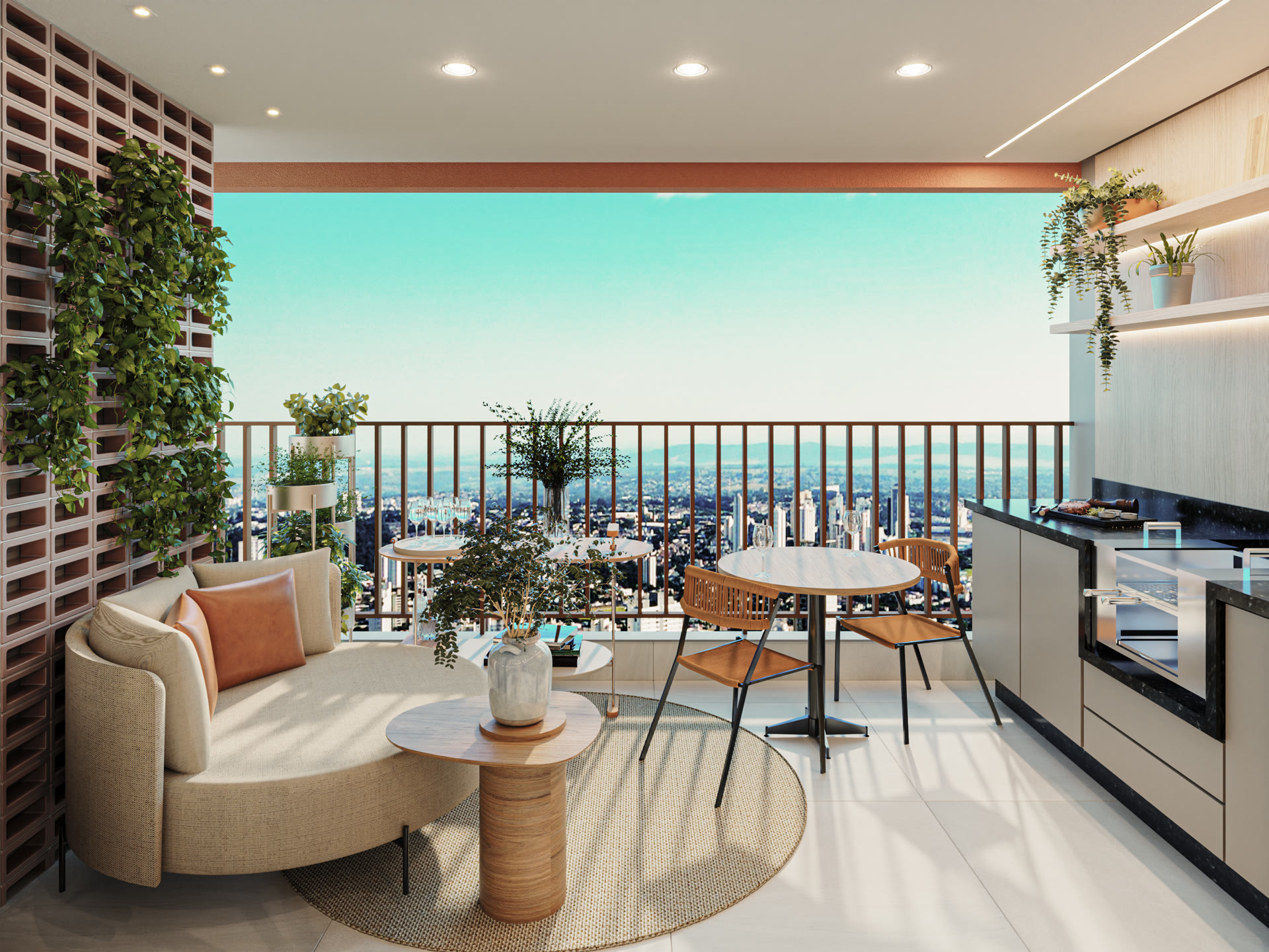 Varanda gourmet do apartamento de 76 m² (imagem ilustrativa)